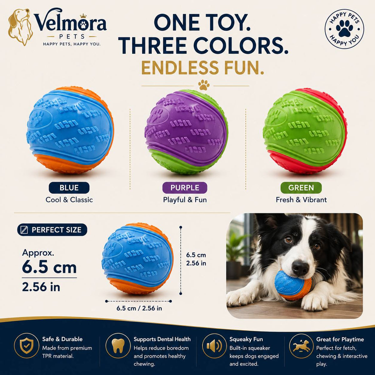 Velmora Interactive Squeaky Ball™