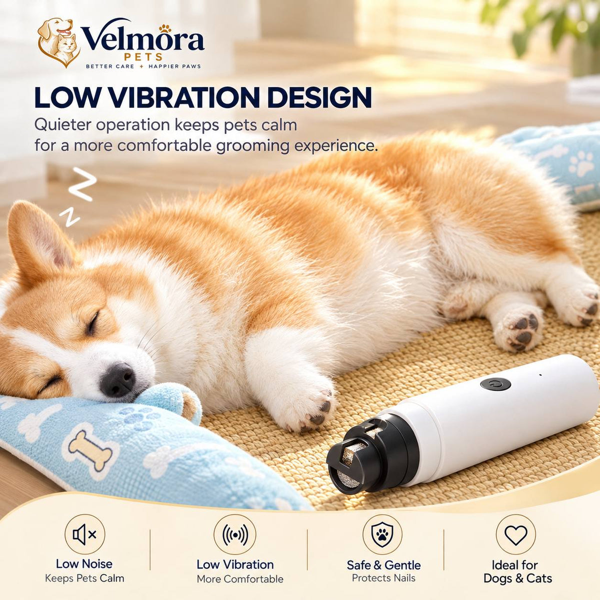Velmora Quiet LED Pet Nail Grinder™