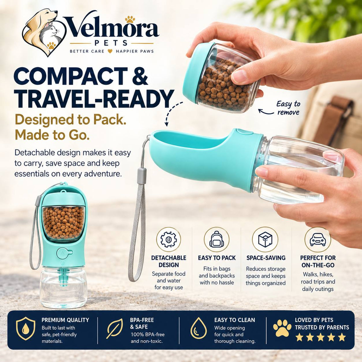 Velmora 2-in-1 Pet Water Bottle™