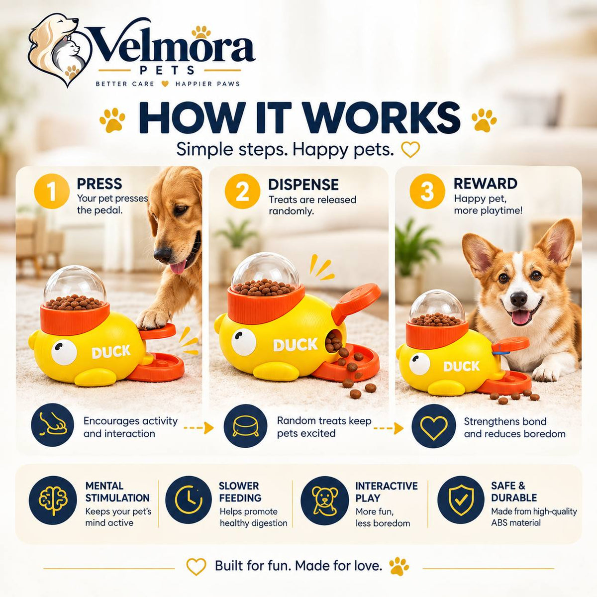 Velmora Interactive Duck Treat Dispenser™